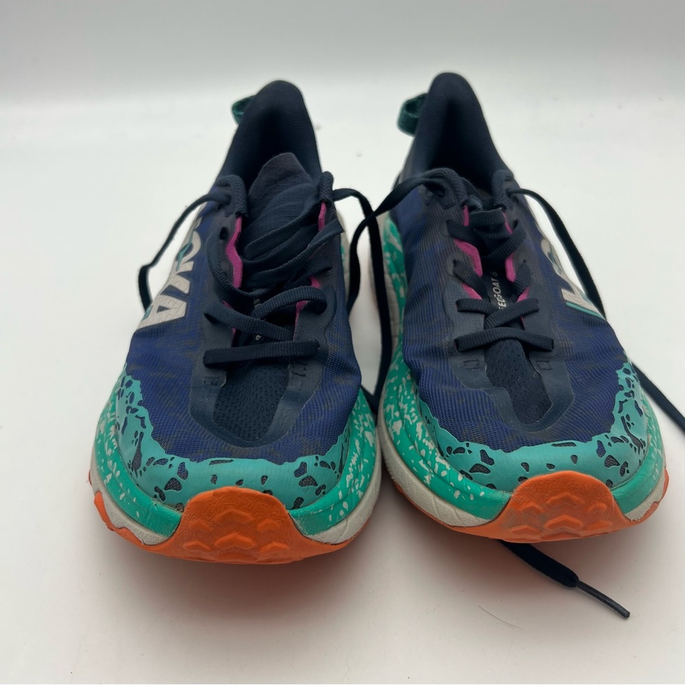 Hoka Speed Goat 6 Athletic Shoes - Navy, Teal, and Orange